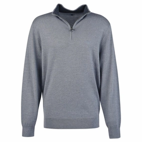 Barbour Loyton Merino Mens 1/4 Zip Jumper - Grey Marl Clearance Blowout
