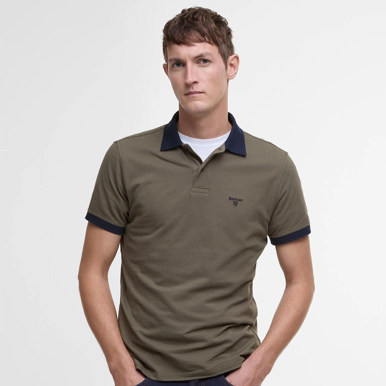 Barbour Lynmouth Tipped Tailored Fit Polo Shirt Uniform Green Gift Sale Event Flash Sale Now