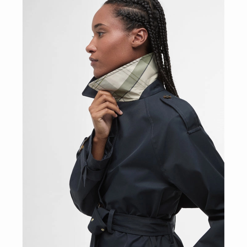 Save Big Online Barbour Maia Ladies Showerproof Jacket - Dark Navy/Rosemary Tartan