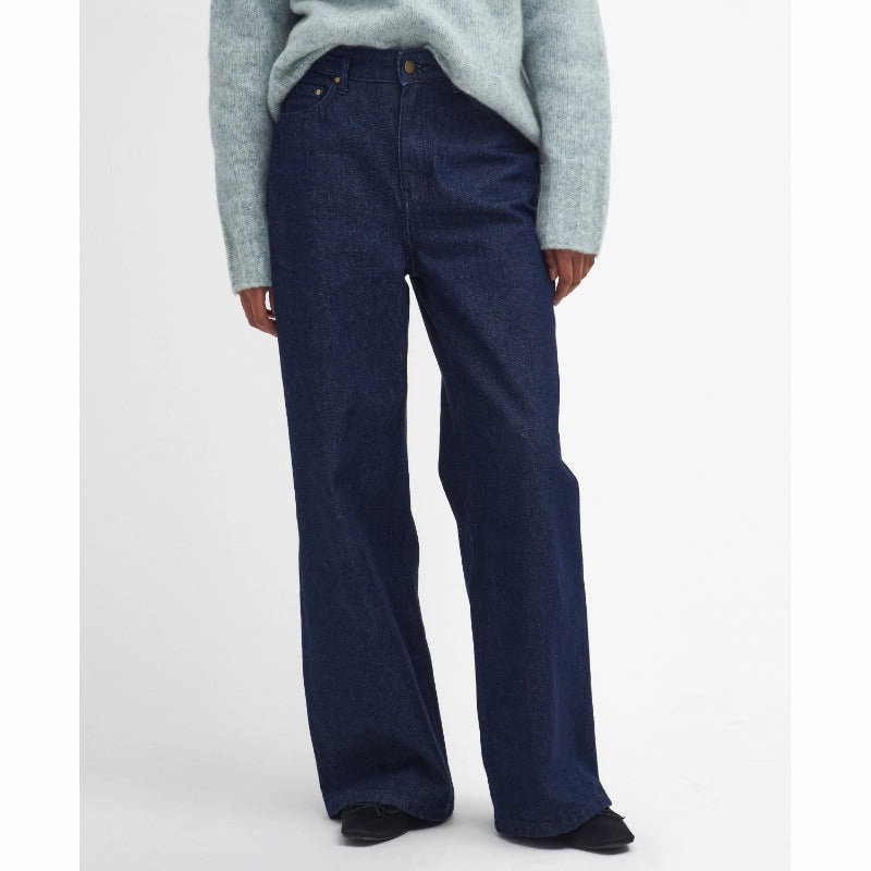 Limited Stock Offer Barbour Maisie Wide Leg Ladies Jeans - Dark Indigo Wash
