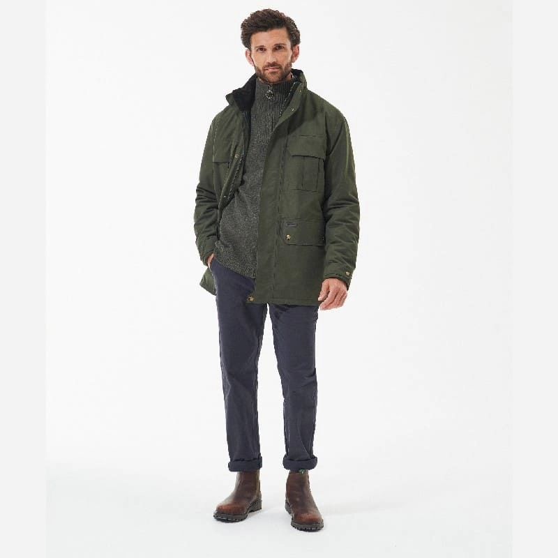 Shop Today Save Flash Deal Today Barbour Malcolm Mens Waterproof Jacket - Dark Olive