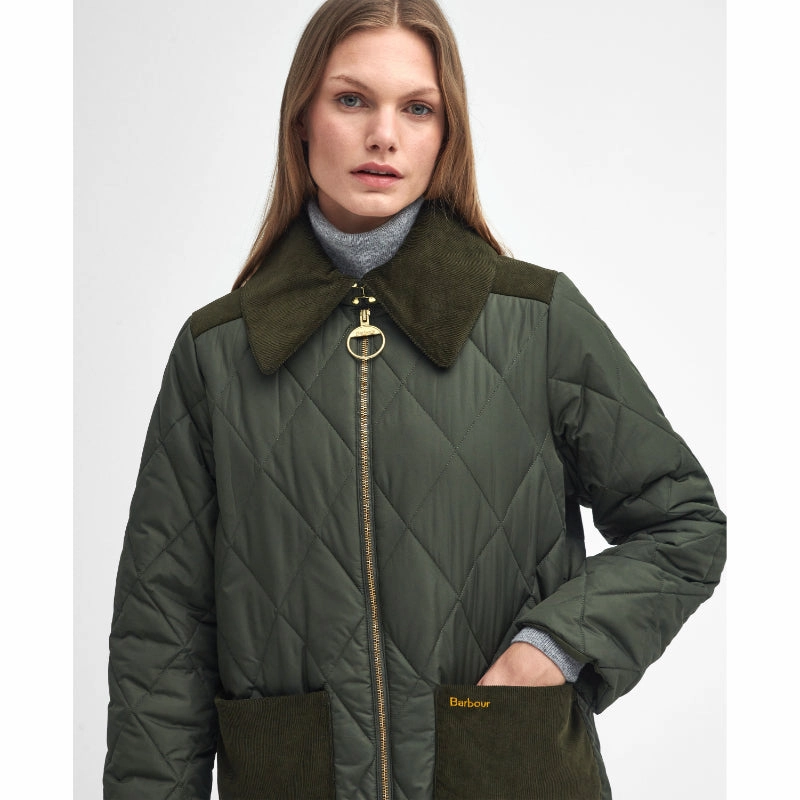 Sweet Deal Inside Barbour Malton Quilt Ladies Jacket - Olive/Ancient