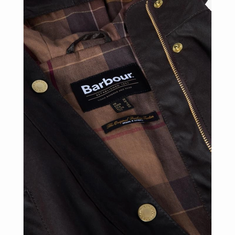 Barbour Marcy Ladies Wax Parka - Rustic/Muted Tartan Exclusive Online Deal