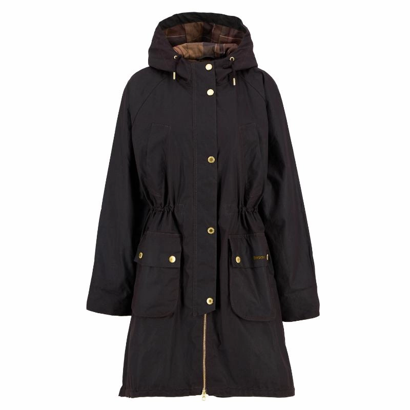 Barbour Marcy Ladies Wax Parka - Rustic/Muted Tartan Shop Smart Deals