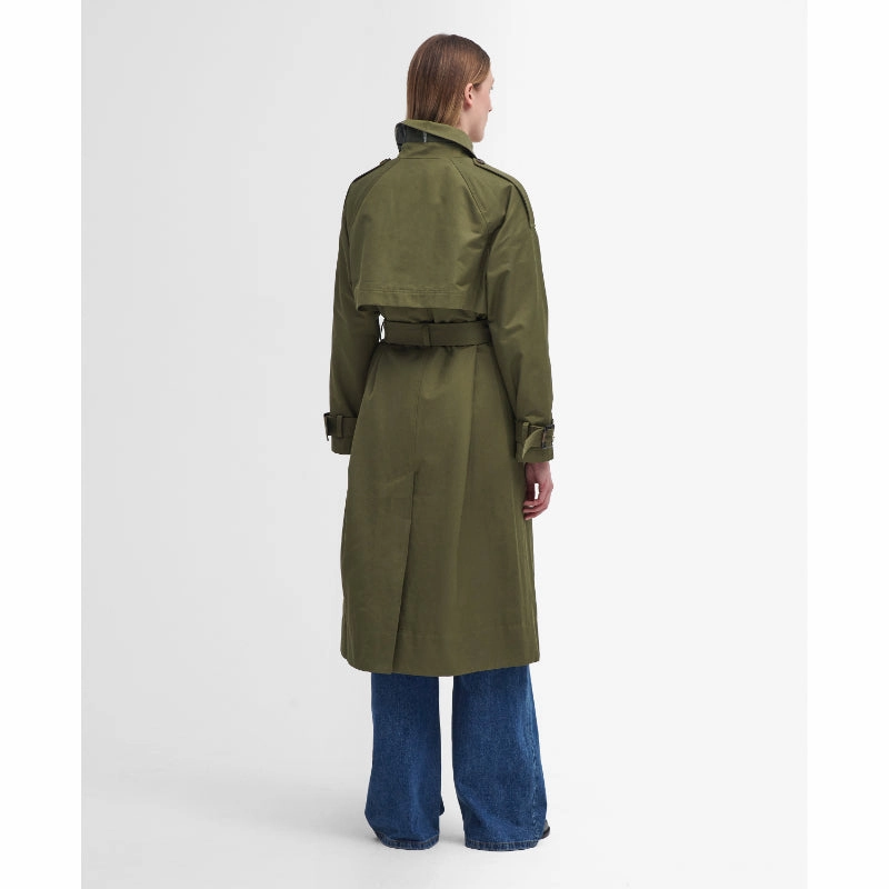 Barbour Marie Ladies Showerproof Trench - Dark Moss/Ancient Loden Tartan Trending Savings Now Sweet Deal Inside