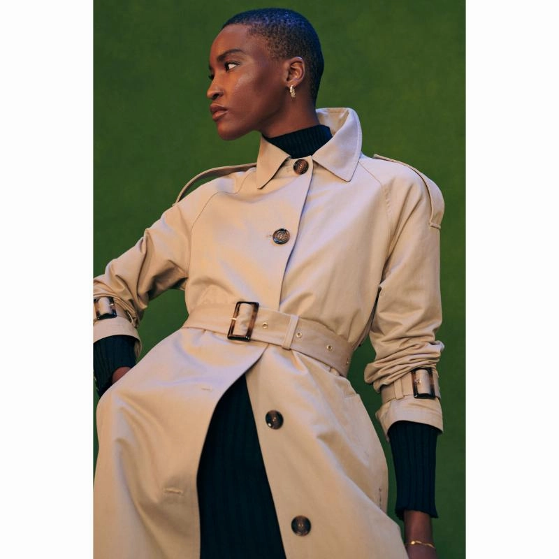Barbour Marie Ladies Showerproof Trench - Light Fawn/Ancient Poplar Sale Ending Soon