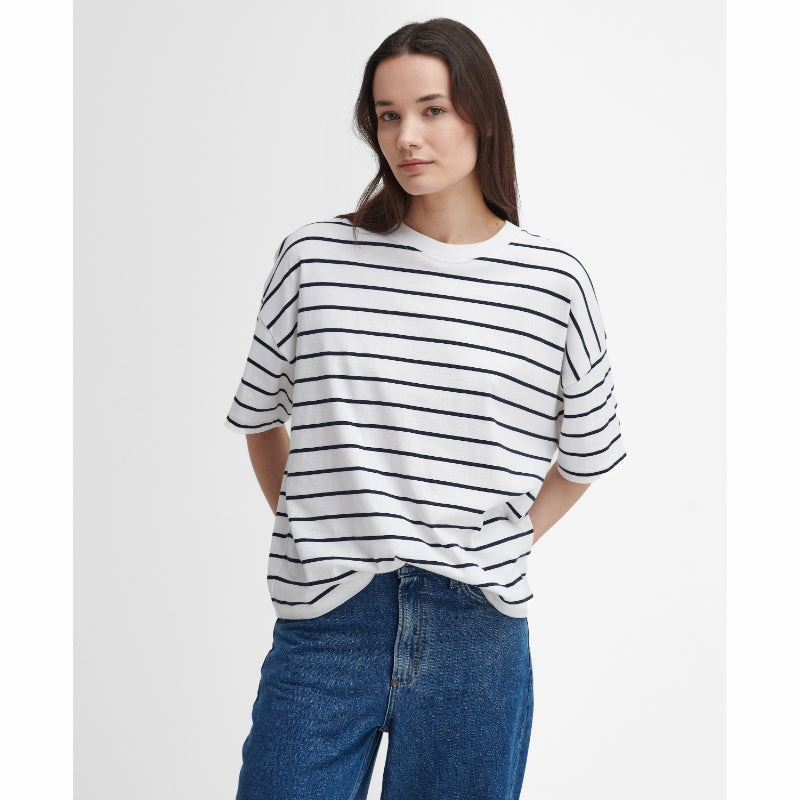 Barbour Marnie Ladies Top - Cloud/Navy Special Offer Inside