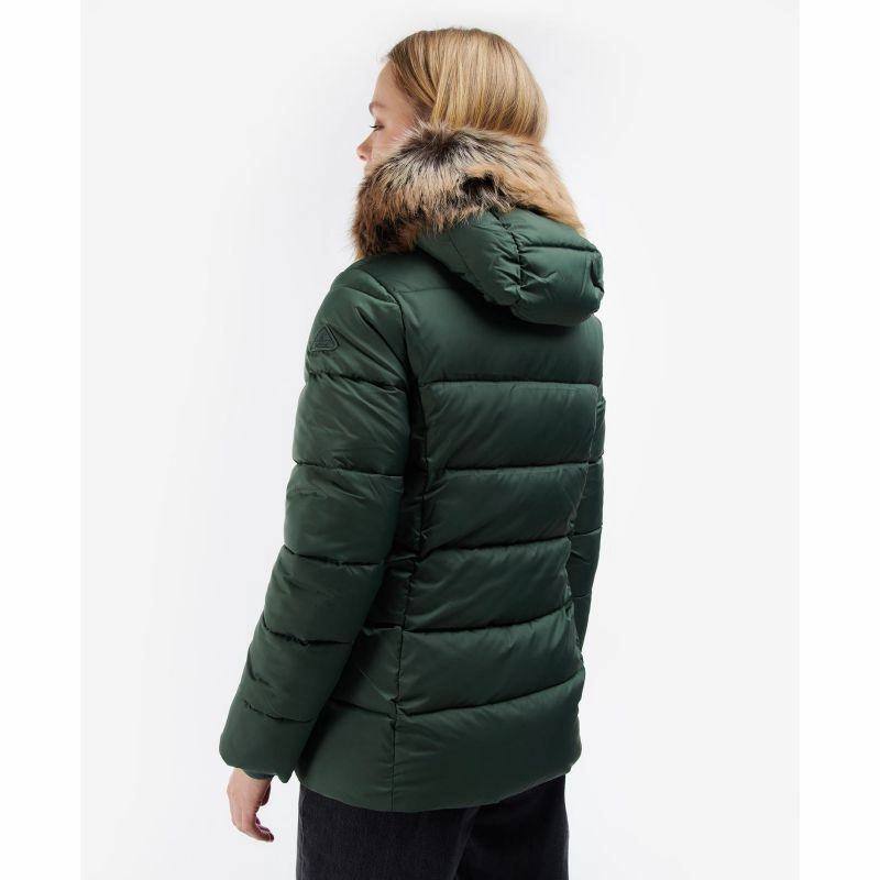 Clearance Savings Now Barbour Midhurst Ladies Quilted Faux Fur Hood Jacket - Alchemy Green