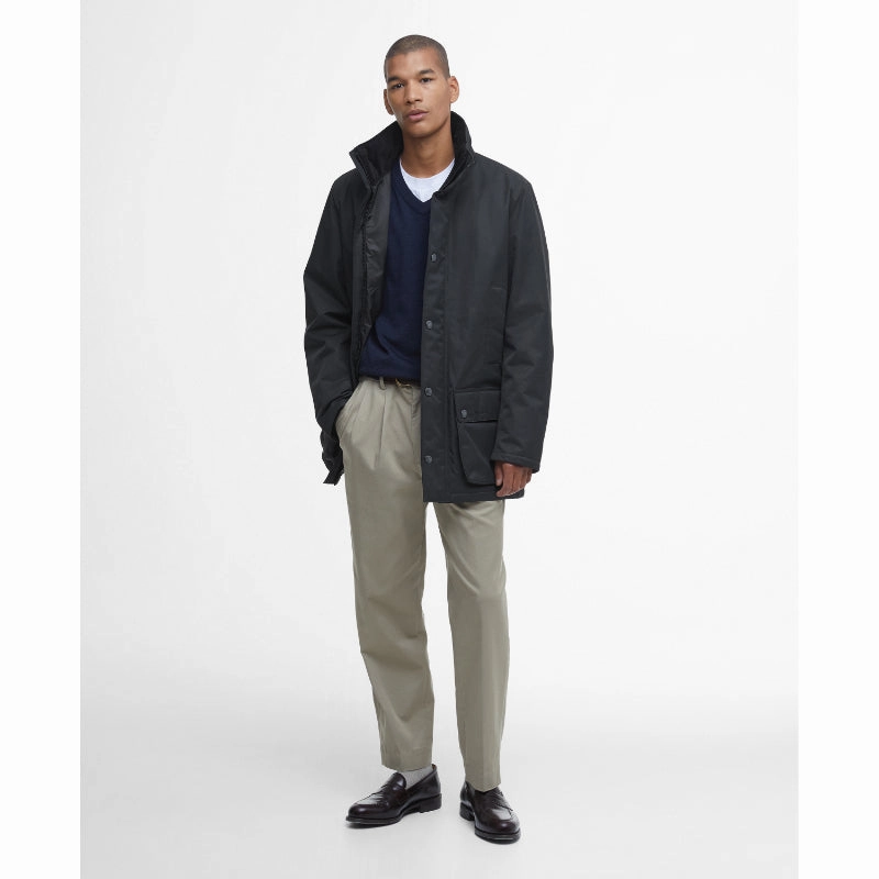 Hot Deal Alert Clearance Event Barbour Modern Border Showerproof Mens Mac Coat - Black