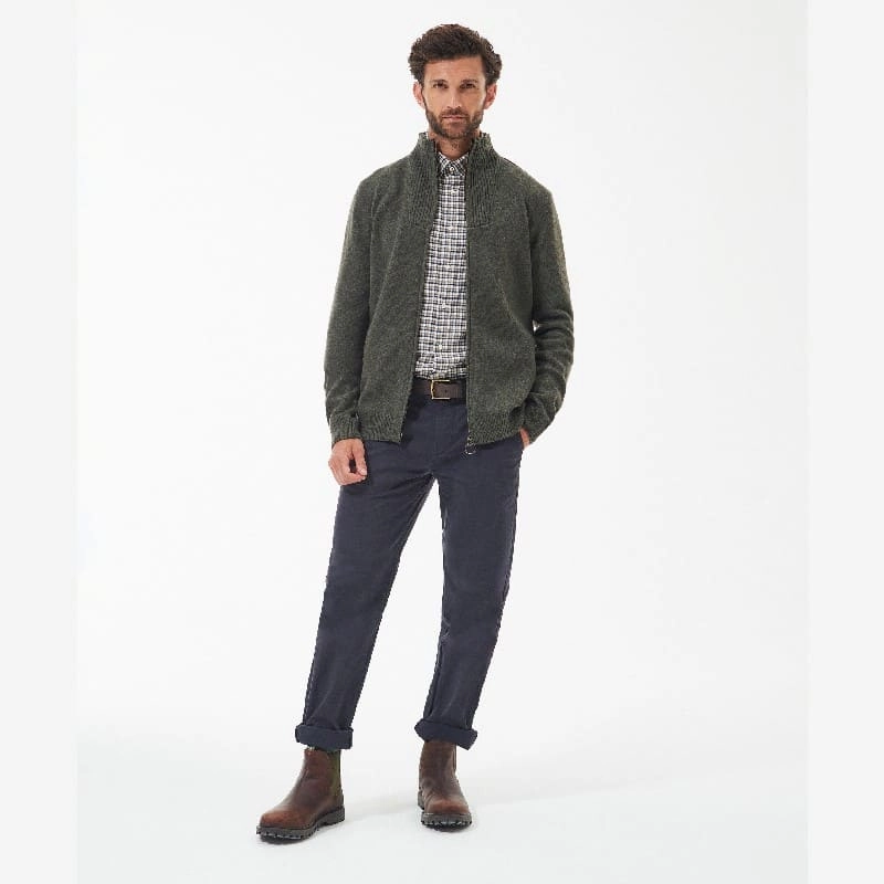 Flash Sale Now Barbour Nelson Essential Full Zip Mens Jumper - Seaweed