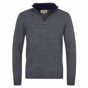 Barbour Nelson Essential Lambswool 1/4 Zip Mens Jumper - Storm Grey Todays Trending Deals Trending Today Steal