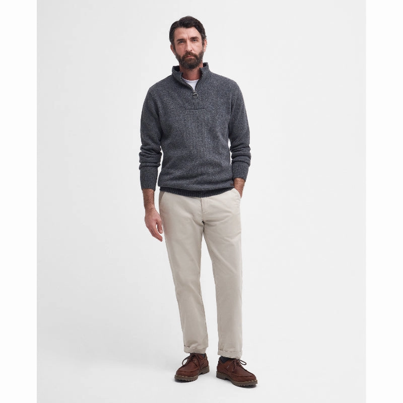 Instant Discount Barbour Nelson Essential Lambswool 1/4 Zip Mens Jumper - Storm Grey