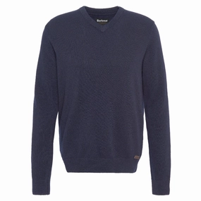 Barbour Nelson Essential Lambswool V Neck Mens Jumper - Navy Flash Deal Alert Surprise Discount Today