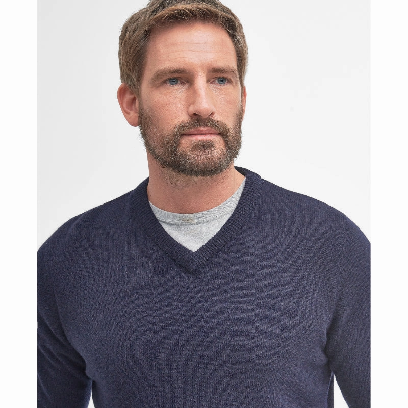 MustHave Steals Barbour Nelson Essential Lambswool V Neck Mens Jumper - Navy