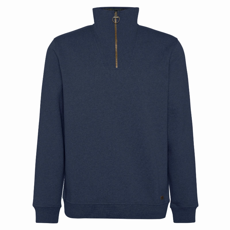 Barbour Nelson Mens Half Zip Sweatshirt - Navy Marl Mega Online Discount Limited Stock Offer