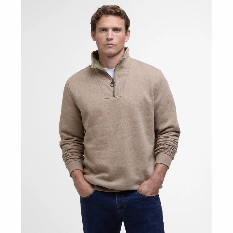 Barbour Nelson Mens Half Zip Sweatshirt - Stone Marl Exclusive Holiday Deal