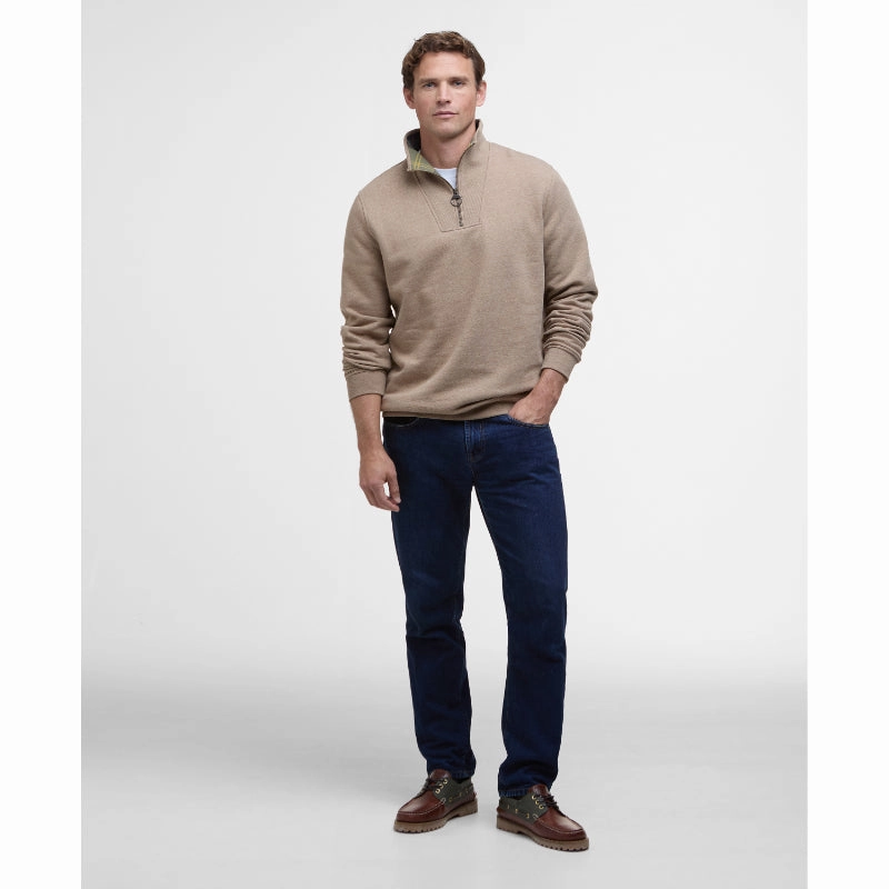 Dont Miss Out Barbour Nelson Mens Half Zip Sweatshirt - Stone Marl
