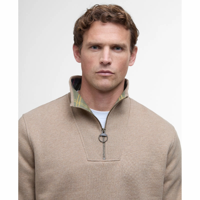 Barbour Nelson Mens Half Zip Sweatshirt - Stone Marl Hot Sale Alert Hot Price Drop