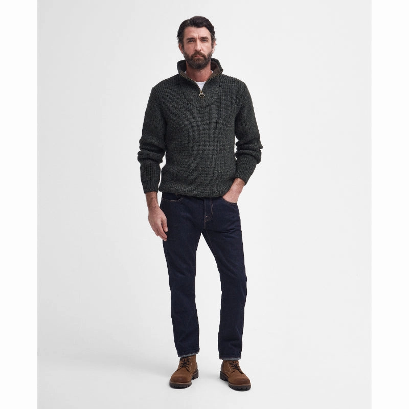 Dont Miss These Savings Barbour New Tyne Mens Lambswool Half Zip Jumper - Olive