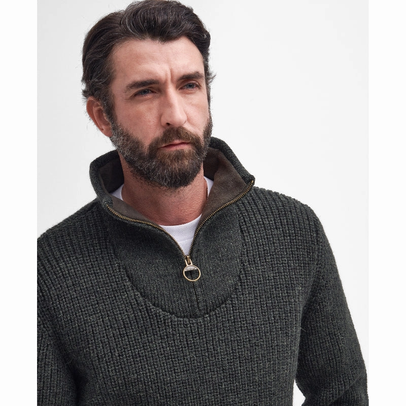 Barbour New Tyne Mens Lambswool Half Zip Jumper - Olive Today Only Hot Sale