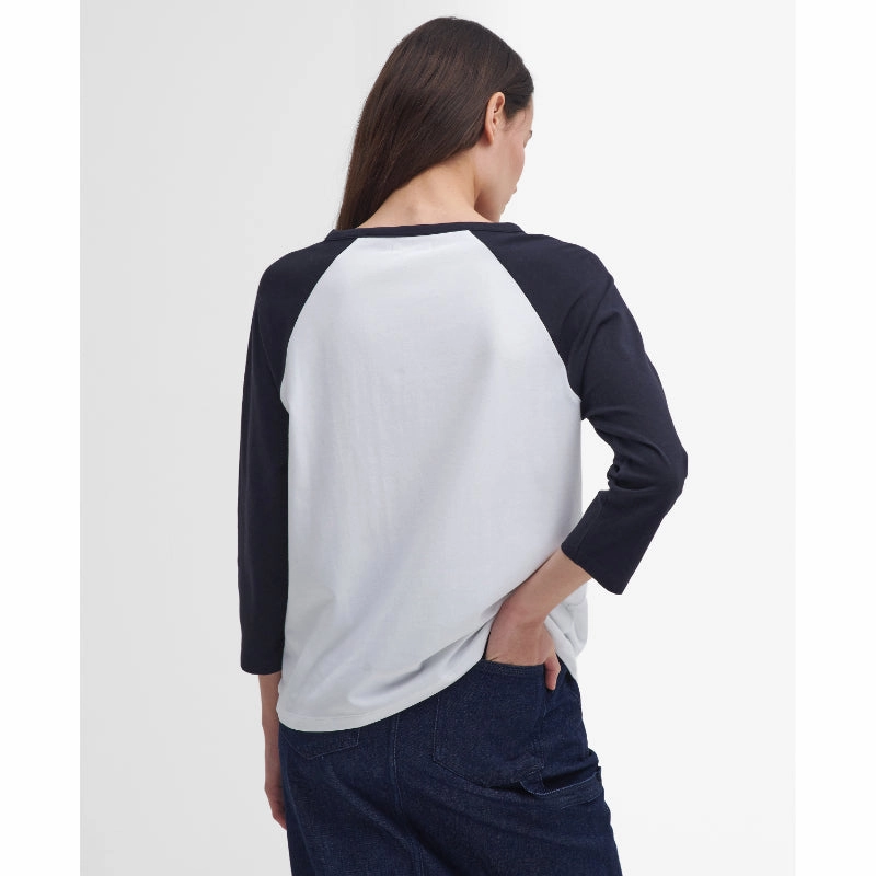 Barbour Northumberland Ladies Long Sleeve T-Shirt - White/Navy Special Deals Online Special Steal Event
