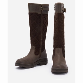 Barbour Oak Tall Leather Ladies Boot - Brown Special Price Offer