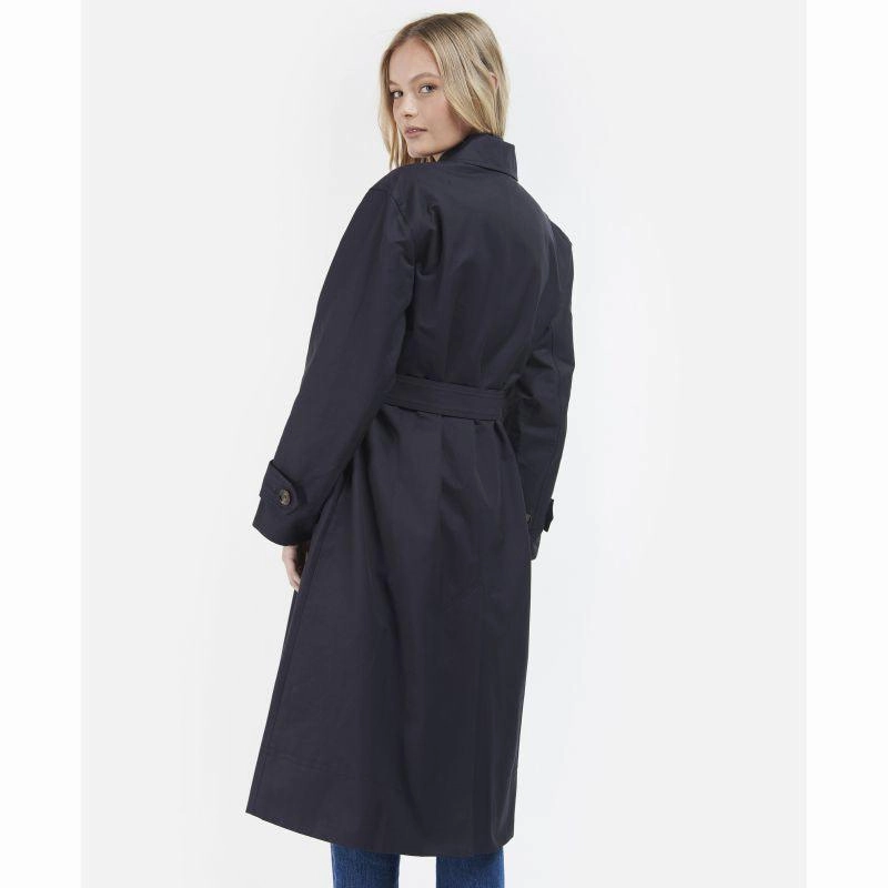 Hot Clearance Now Barbour Opal Ladies Showerproof Trench - Midnight/Rosewood Tartan
