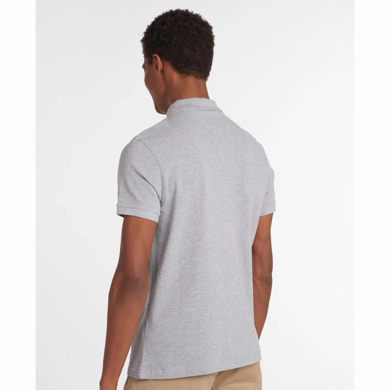 Barbour Original Sports Tailored Fit Mens Polo Shirt - Grey Marl Clearance Savings Now