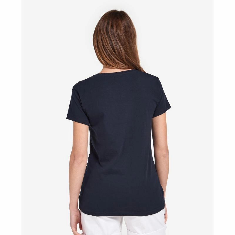 Barbour Otterburn Ladies T-Shirt - Navy/White Todays Special Savings