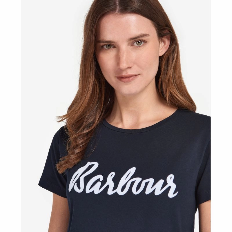 Barbour Otterburn Ladies T-Shirt - Navy/White Todays Hot Savings MustShop Sale