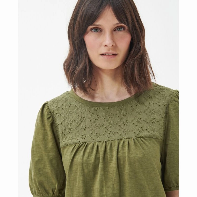 Big Sale Today Dont Miss Out Barbour Pearl Ladies Top - Olive Tree