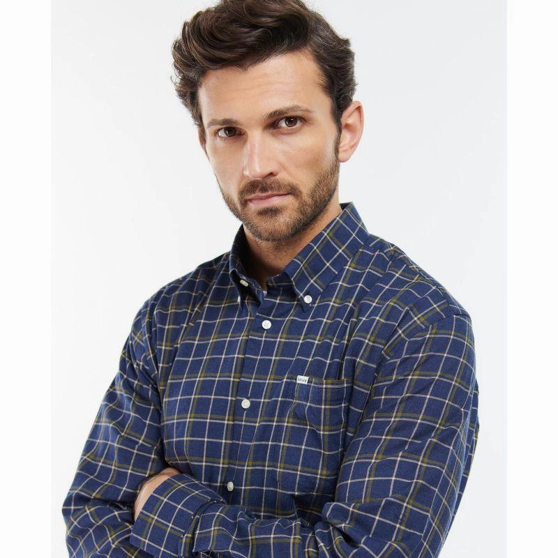 Barbour Pelton Mens Regular Fit Shirt - Navy Big Clearance Event