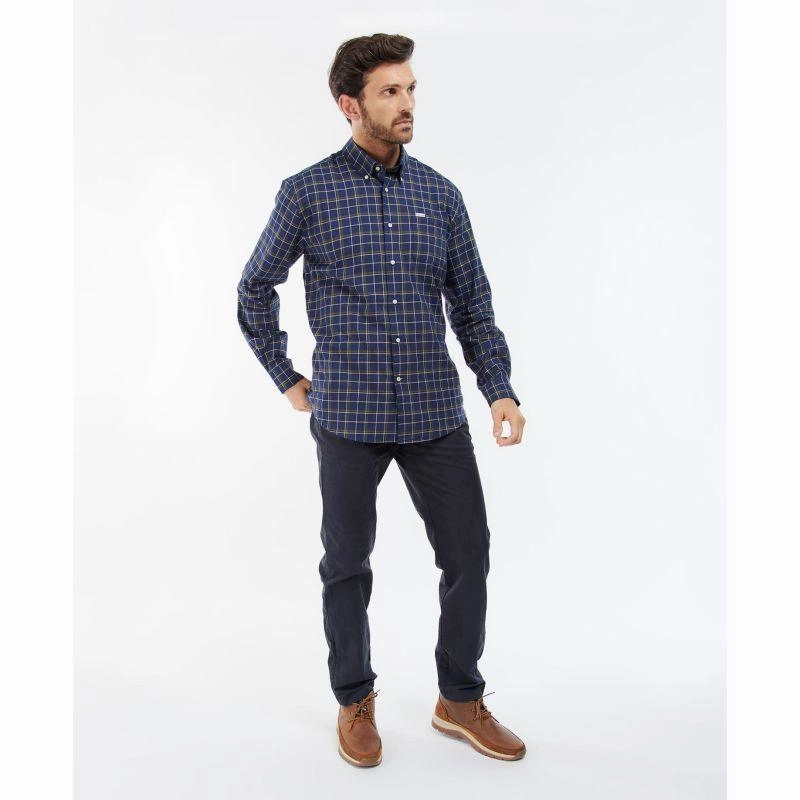 Special Online Offer Barbour Pelton Mens Regular Fit Shirt - Navy