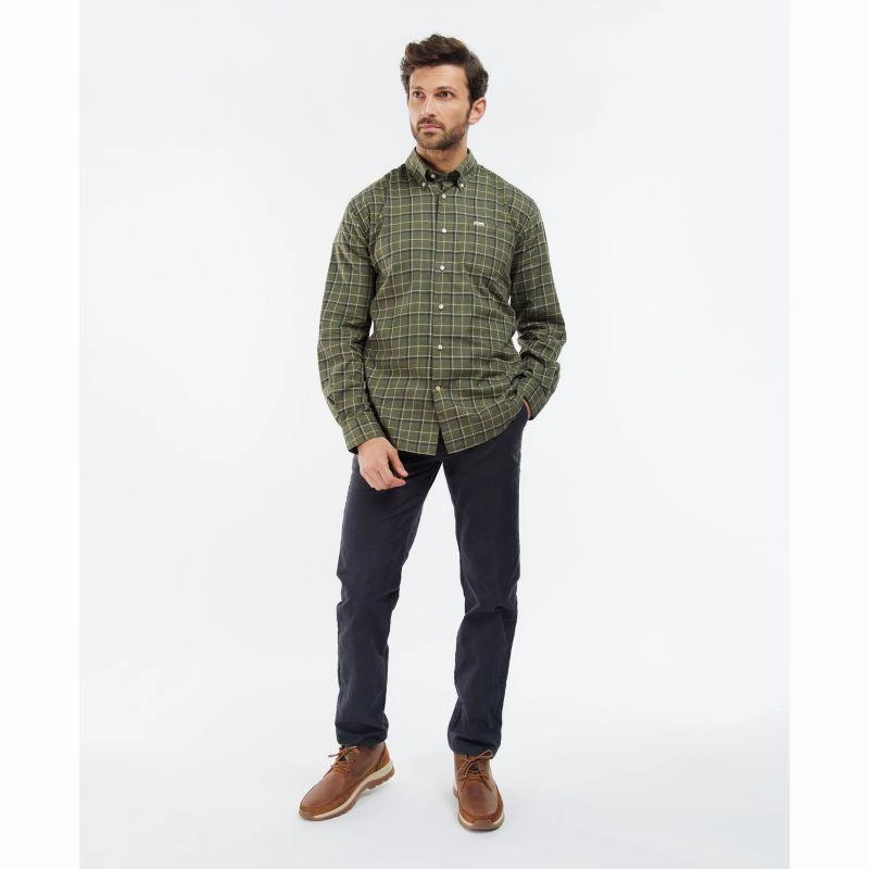 Unmissable Deal Today Barbour Pelton Mens Regular Fit Shirt - Olive