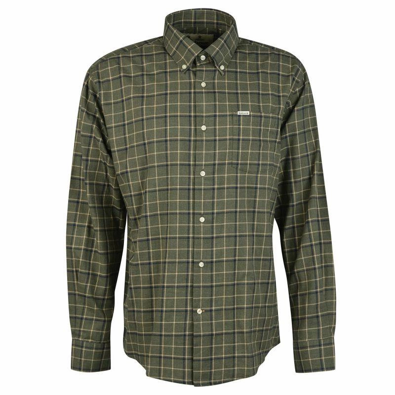 Barbour Pelton Mens Regular Fit Shirt - Olive Limited Time Sale