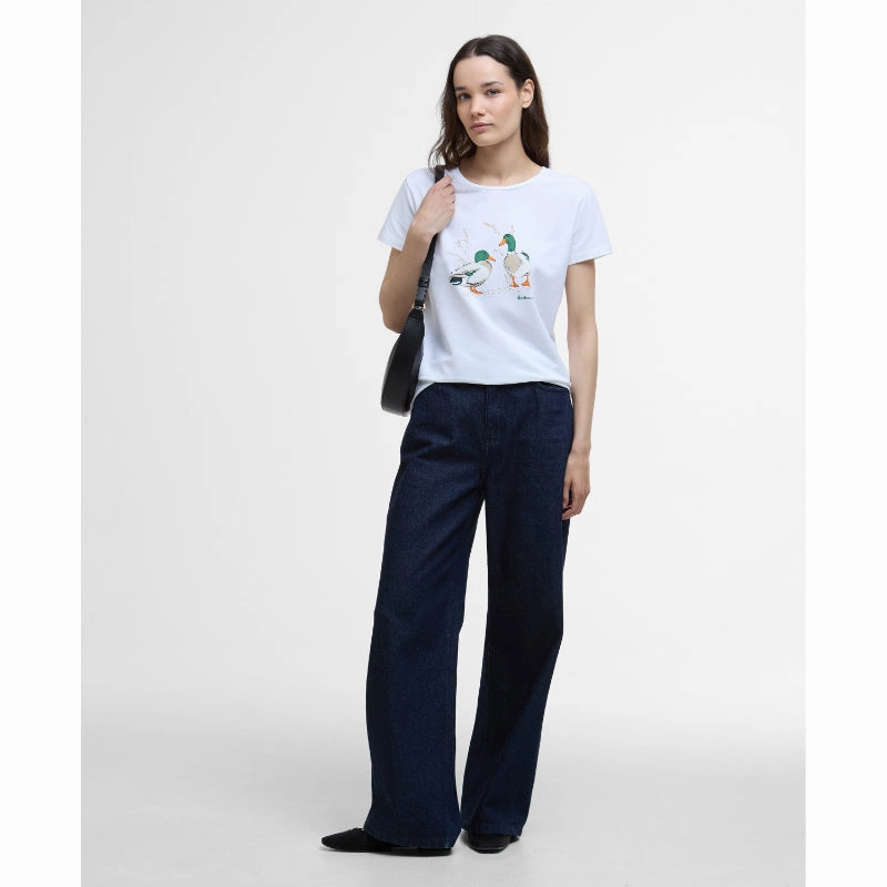 Barbour Penfor Ladies T-Shirt - White Dont Miss Todays Deal Steal Todays Offer