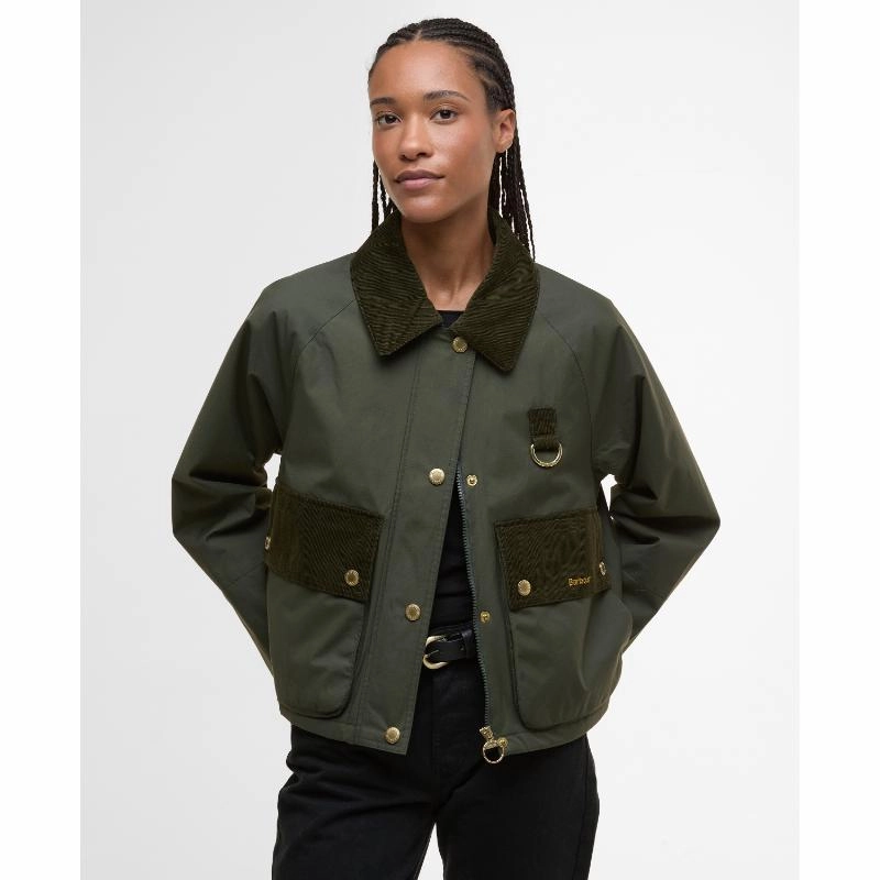 Barbour Phoebe Ladies Casual Jacket - Olive/Brown Grab It Fast