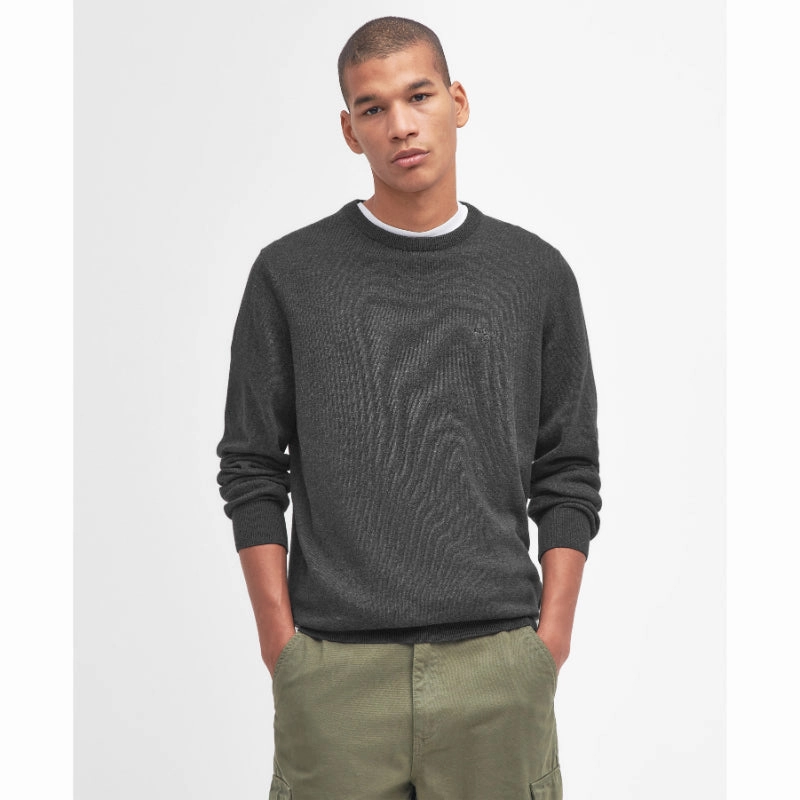 Hot Item Clearance Trending Today Steal Barbour Pima Cotton Mens Crew Neck Jumper - Charcoal