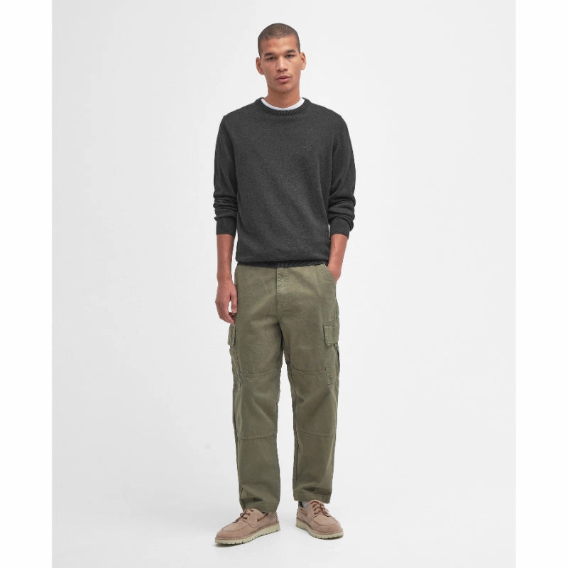 Weekend Sale Special Perfect Gift Offer Barbour Pima Cotton Mens Crew Neck Jumper - Charcoal