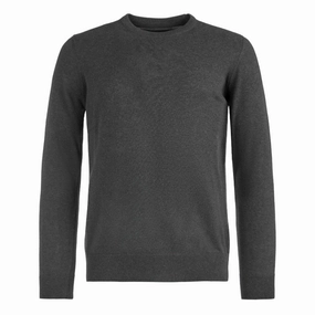 Barbour Pima Cotton Mens Crew Neck Jumper - Charcoal Sweet Deal Inside