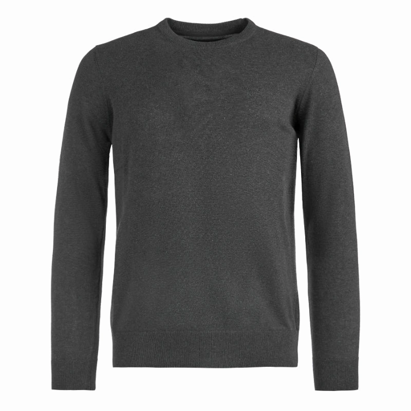 Barbour Pima Cotton Mens Crew Neck Jumper - Charcoal Sweet Deal Inside