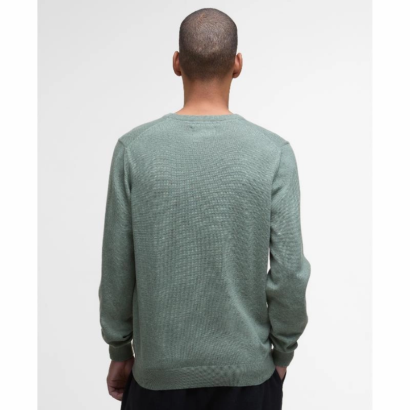 Save Big Today Daily Special Offer Barbour Pima Cotton Mens Crew Neck Jumper - Thyme