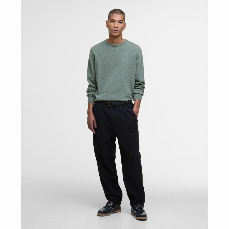 Shop Hot Picks Barbour Pima Cotton Mens Crew Neck Jumper - Thyme