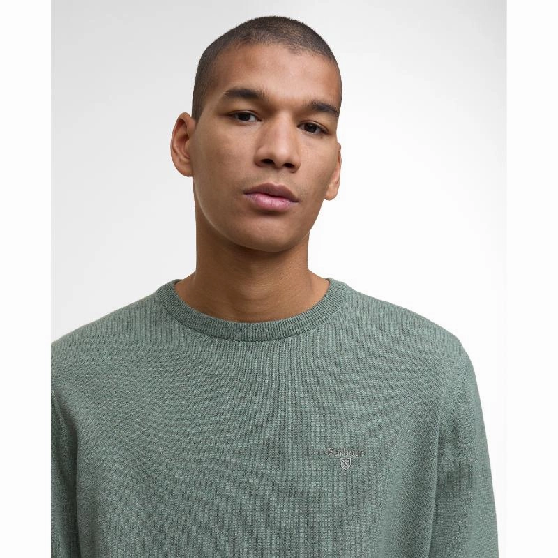 Barbour Pima Cotton Mens Crew Neck Jumper - Thyme MustHave Deal