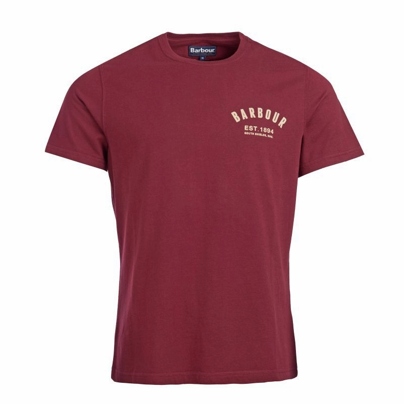 Grab It Now Surprise Discount Today Barbour Preppy Mens T-Shirt - Ruby