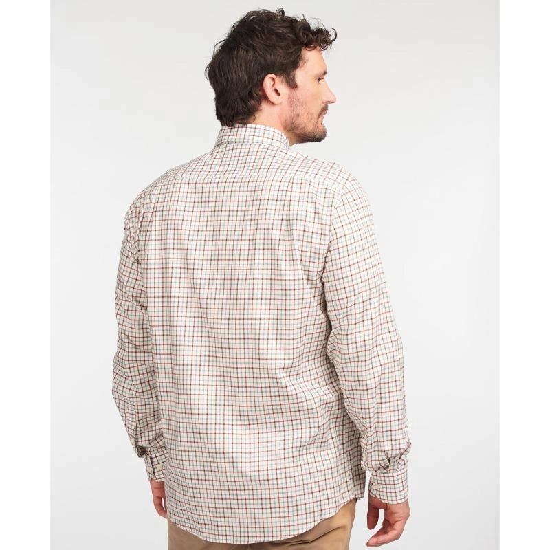 Barbour Preston Regular Fit Mens Shirt - Ecru Mega Hot Offer