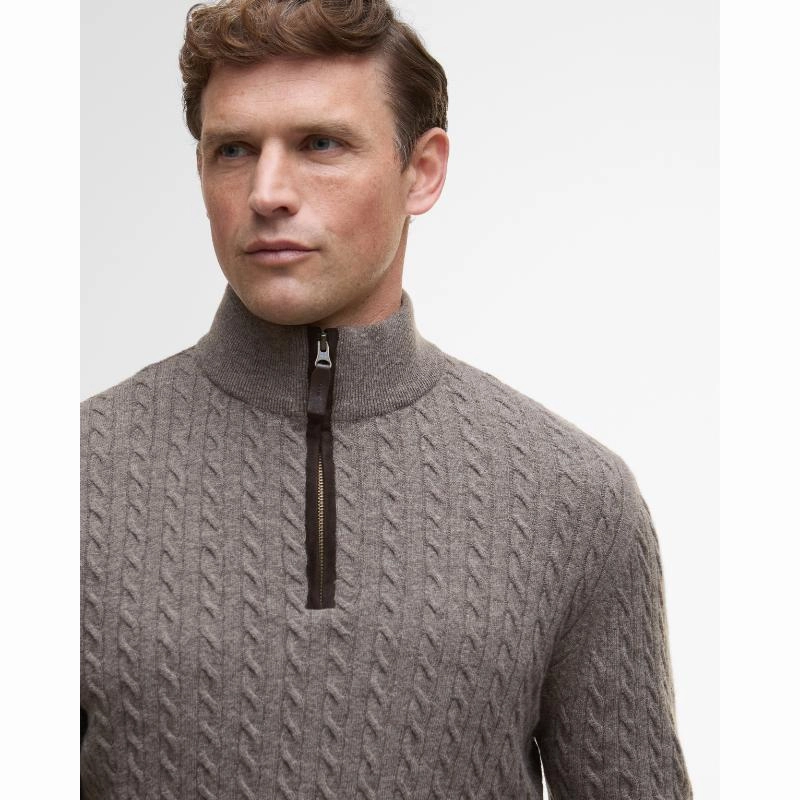 MustHave Gift Ideas Hot Offer Frenzy Barbour Ramsden 1/4 Zip Knitted Mens Jumper - Military Marl