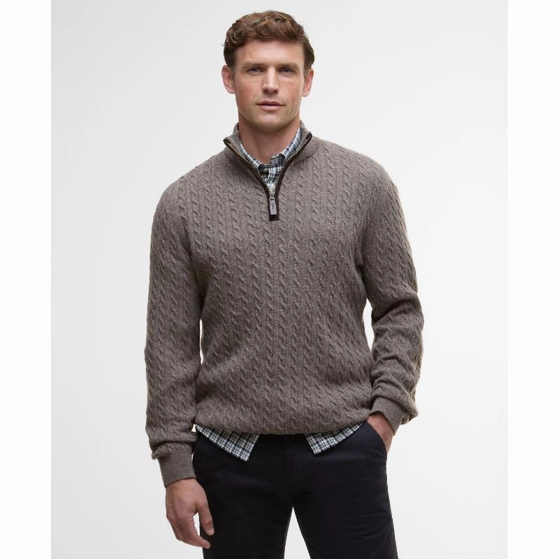 Clearance Alert Now Shop the Savings Barbour Ramsden 1/4 Zip Knitted Mens Jumper - Military Marl