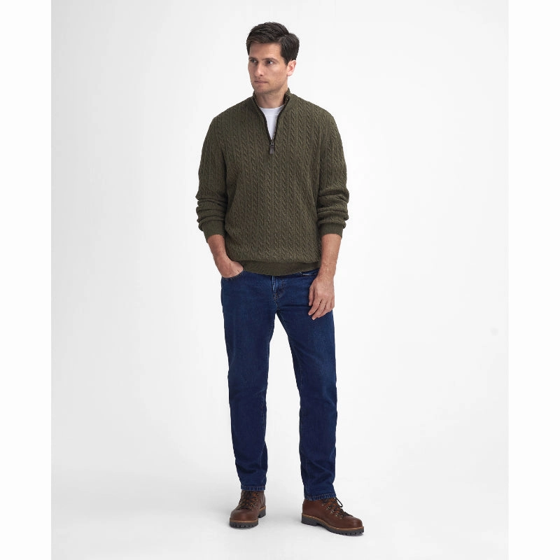 Barbour Ramsden Lambswool Half Zip Knitted Mens Jumper - Ivy Green Shop Save Today