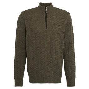 Barbour Ramsden Lambswool Half Zip Knitted Mens Jumper - Ivy Green Big Savings Today